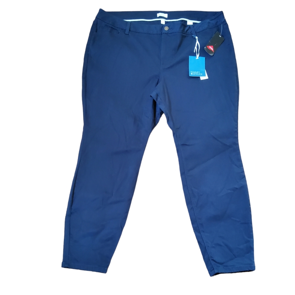 Market & Spruce Ankle Crop Trousers Pants Size 22W Navy Blue New